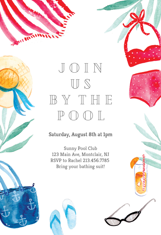 By The Pool Pool Party Invitation Template Free Greetings Island